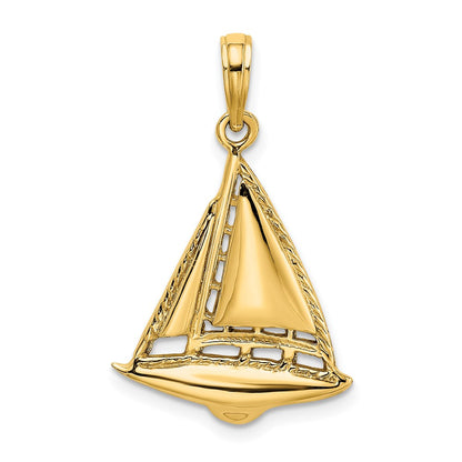 14K 2-D Sailboat Charm