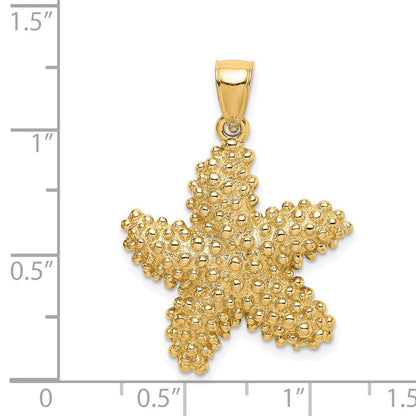 14K Textured Starfish Charm