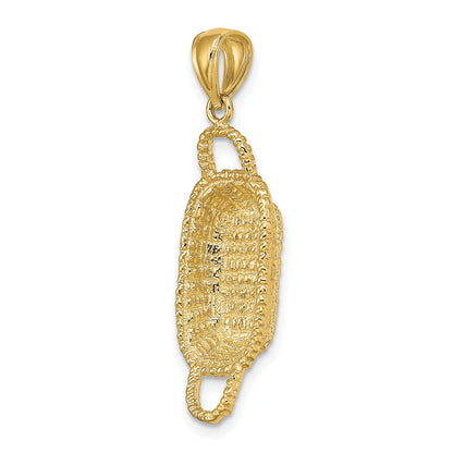 14K 3-D 2 Handles Rectangular Basket Charm