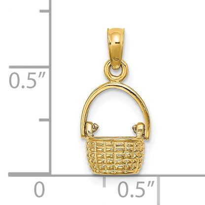 14K 3-D Moveable Handle Basket Charm