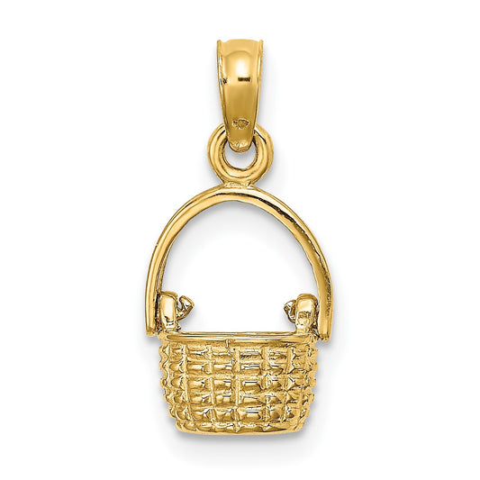 14K 3-D Moveable Handle Basket Charm
