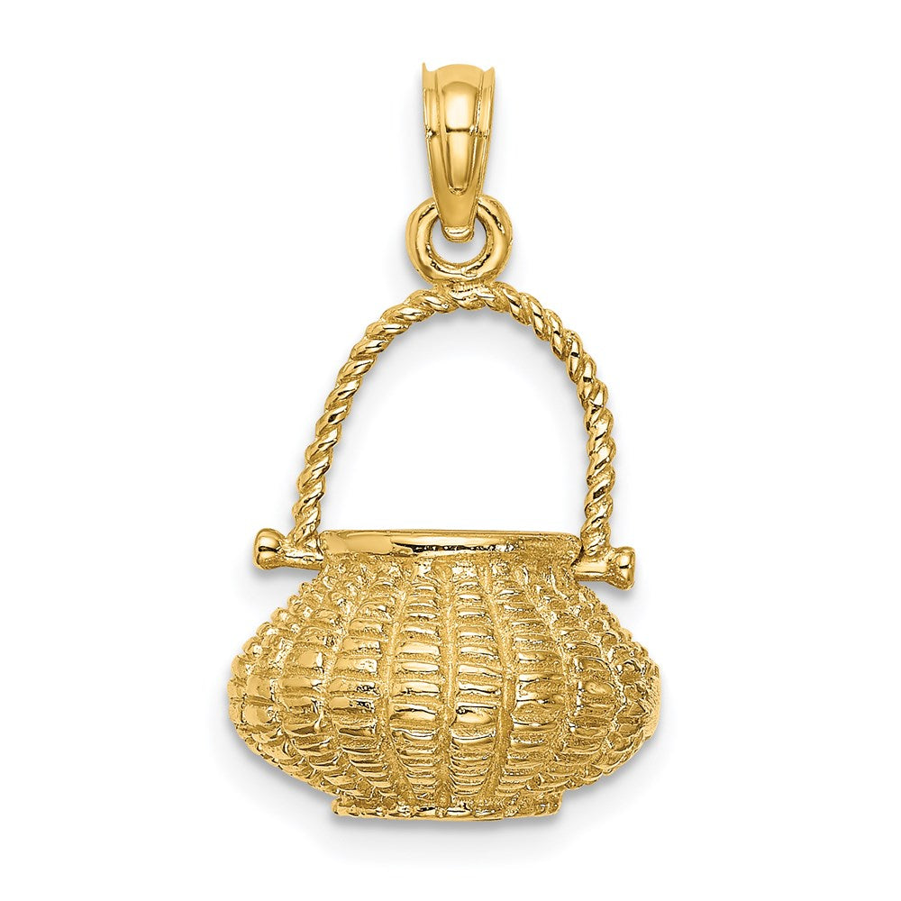 14K 3-D Moveable Handle Flower Basket Charm