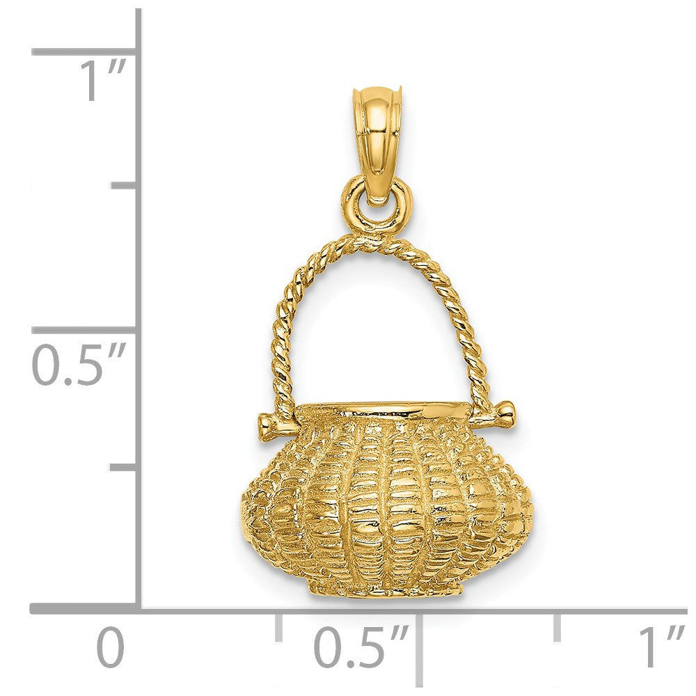 14K 3-D Moveable Handle Flower Basket Charm