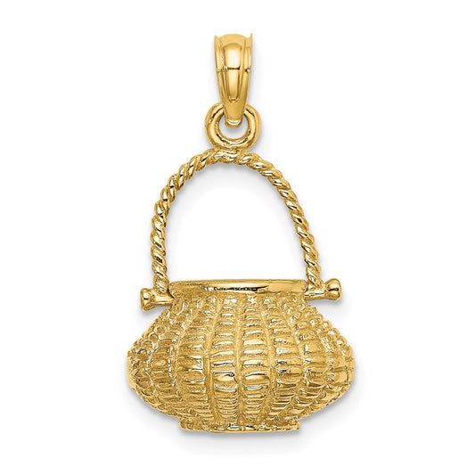 14K 3-D Moveable Handle Flower Basket Charm