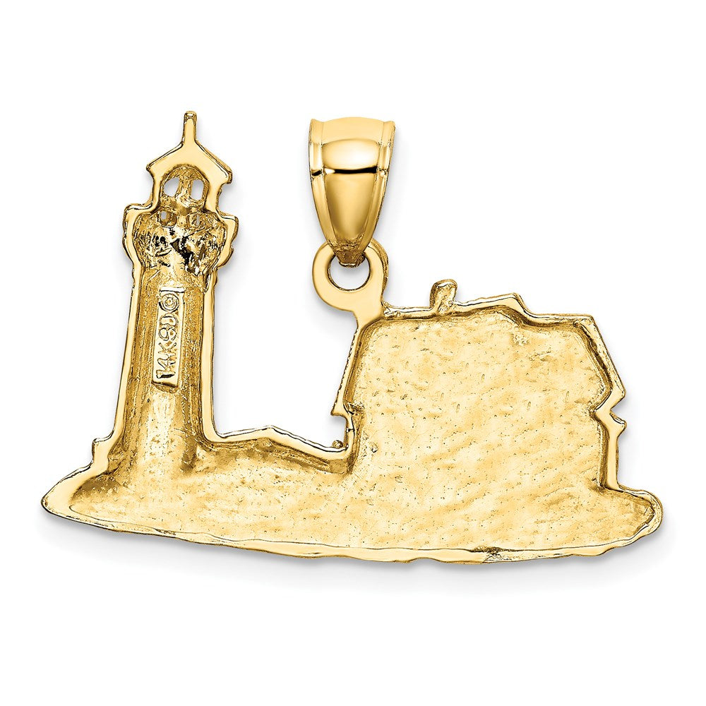 14K 2-D Nubble Lighthouse Charm