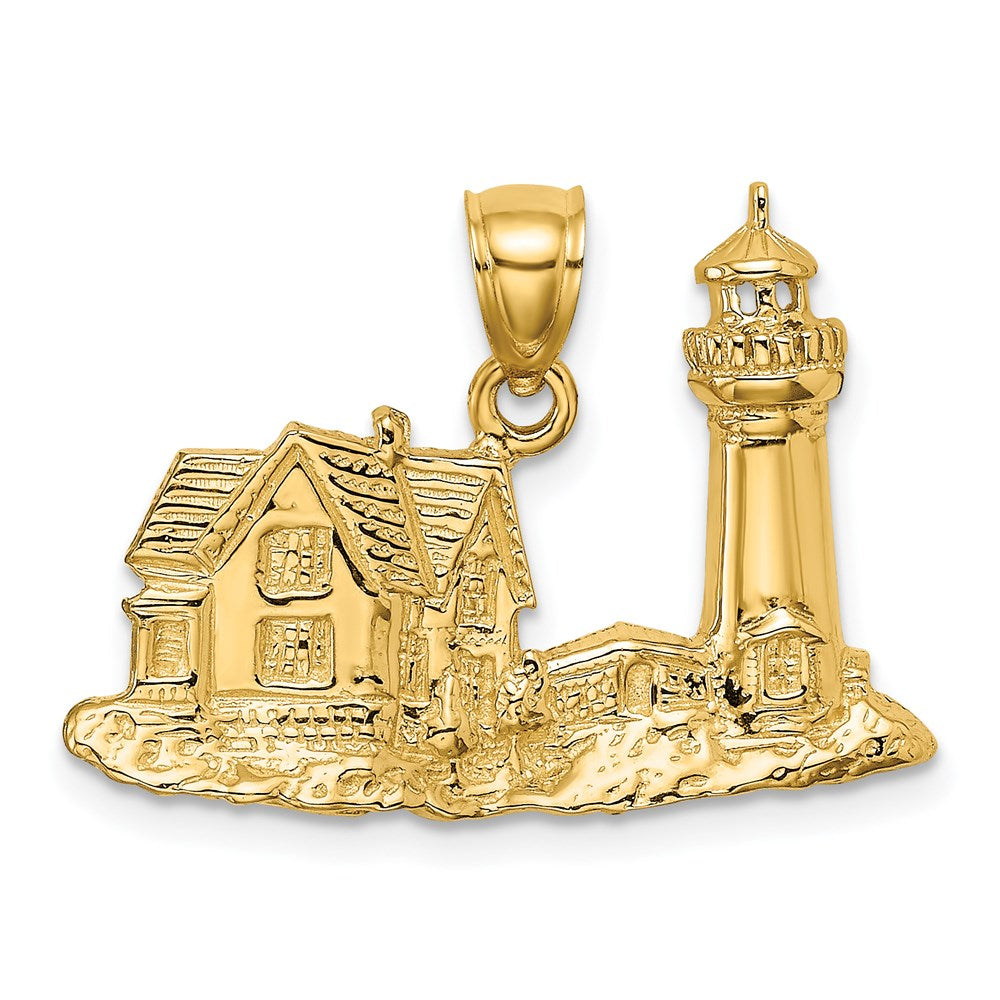 14K 2-D Nubble Lighthouse Charm