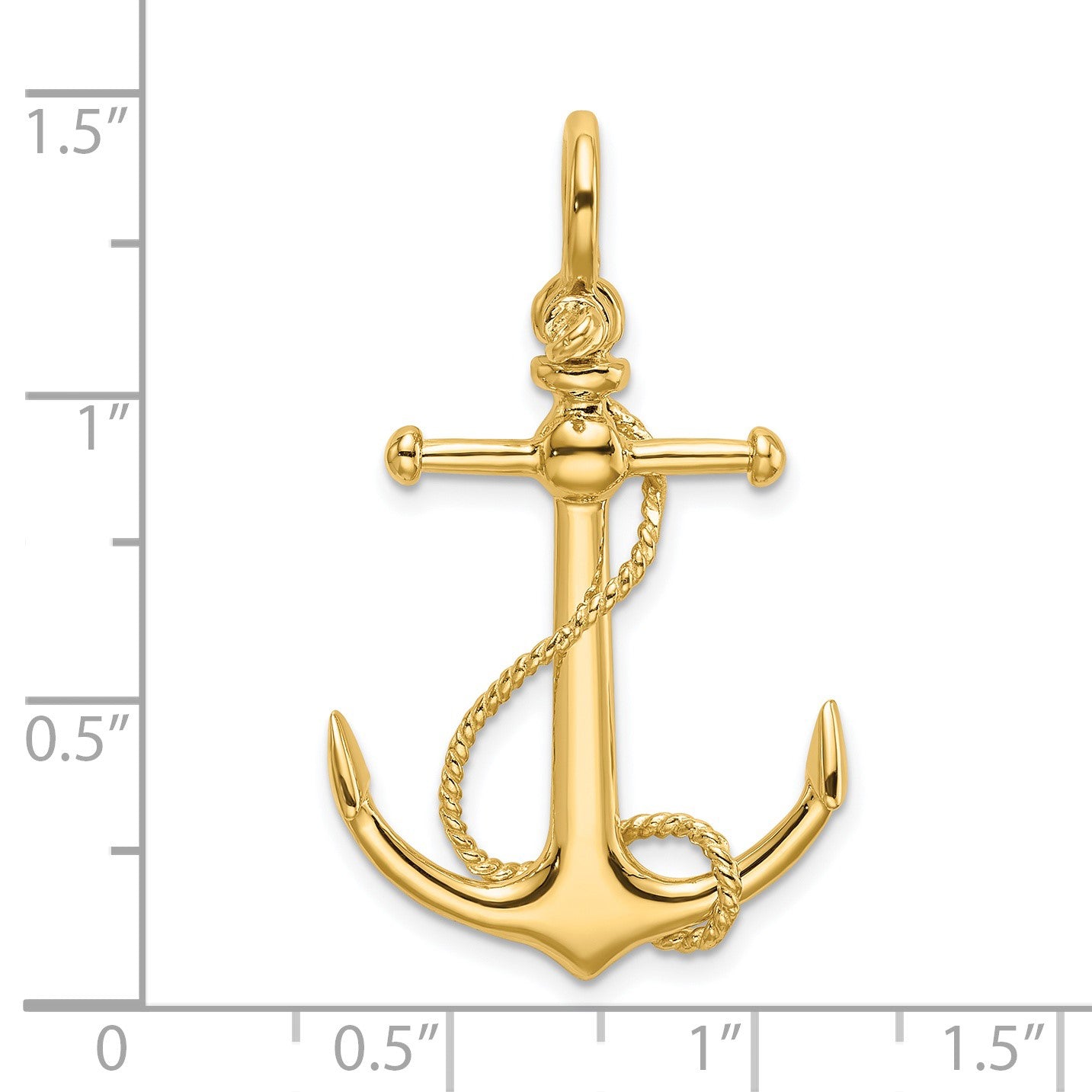 14K 3-D Anchor with Long T-Bar and Shackle Bail Charm
