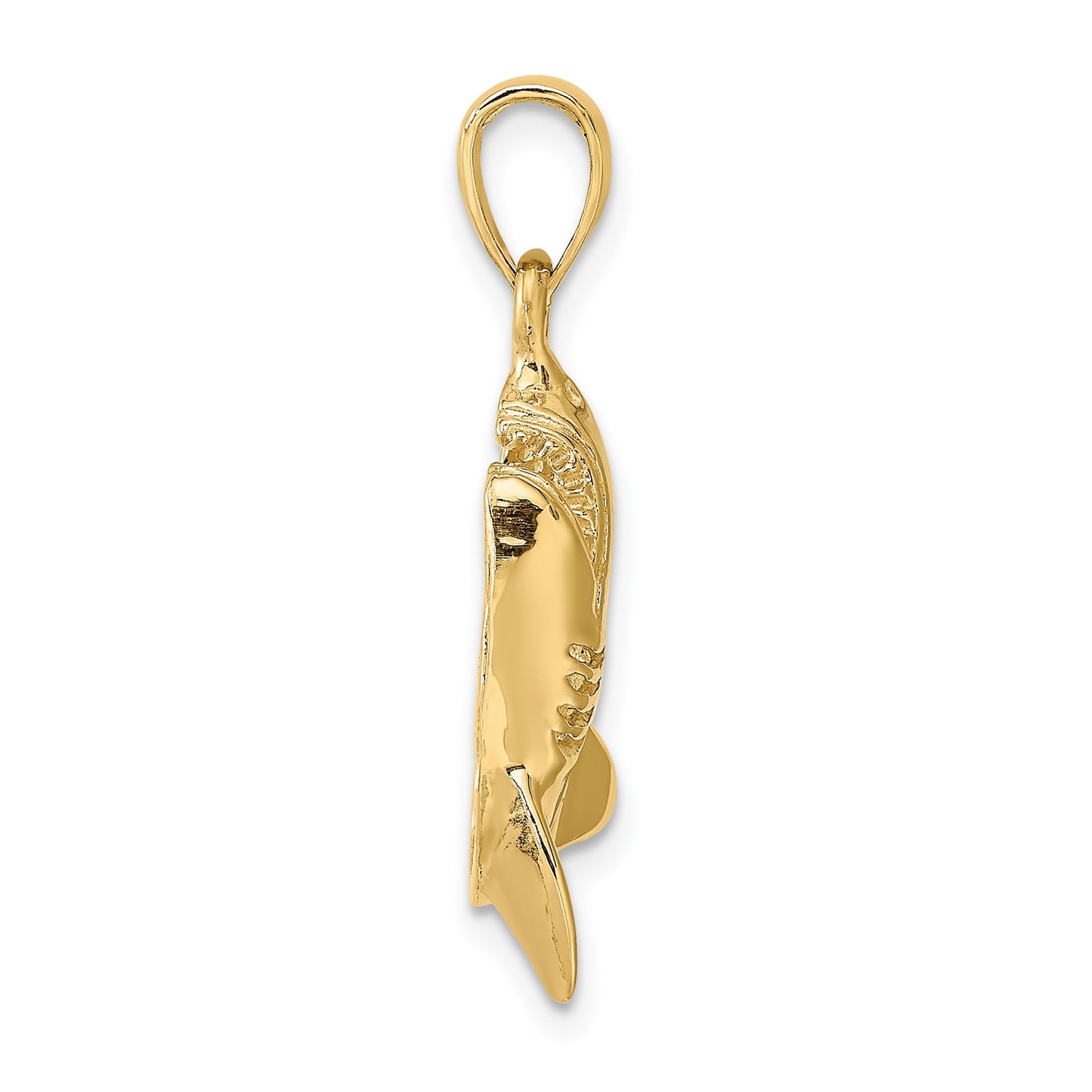 14K 2-D Polished Fighting Shark Charm
