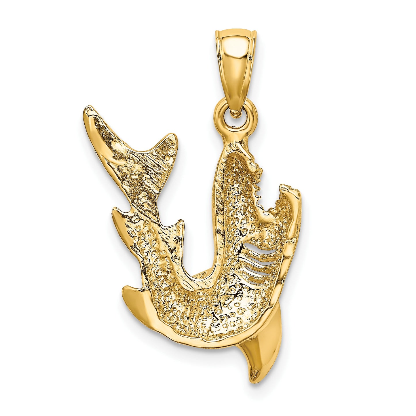 14K 2-D Polished Fighting Shark Charm