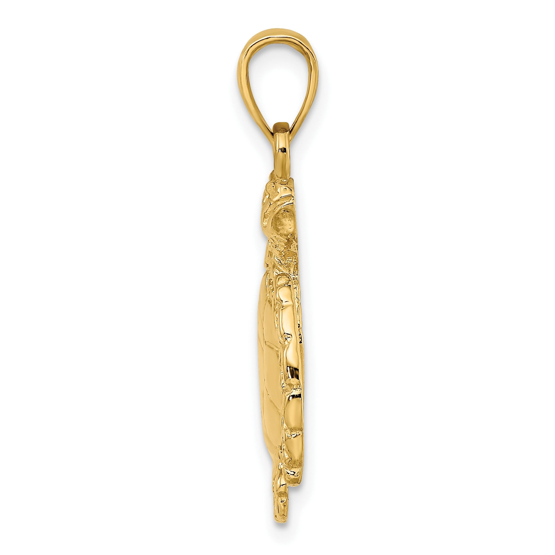 14K Swimming Sea Turtle Charm