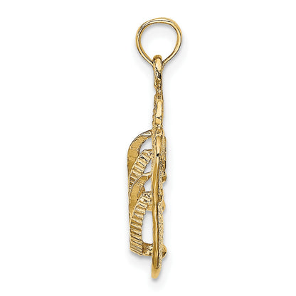 14K Textured Strap Double Flip-Flop Charm