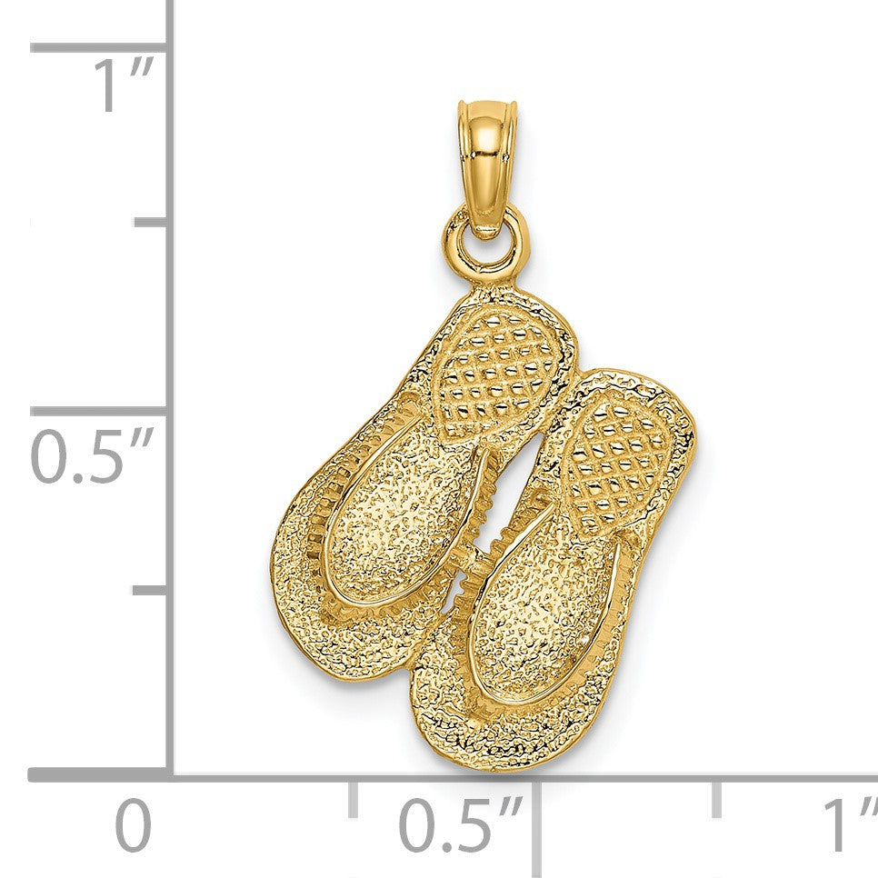 14K Textured Strap Double Flip-Flop Charm