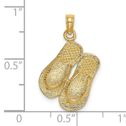 14K Textured Strap Double Flip-Flop Charm