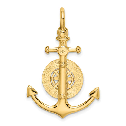 14K 3-D Small Anchor with Nautical Compass with Shackle Bail Charm