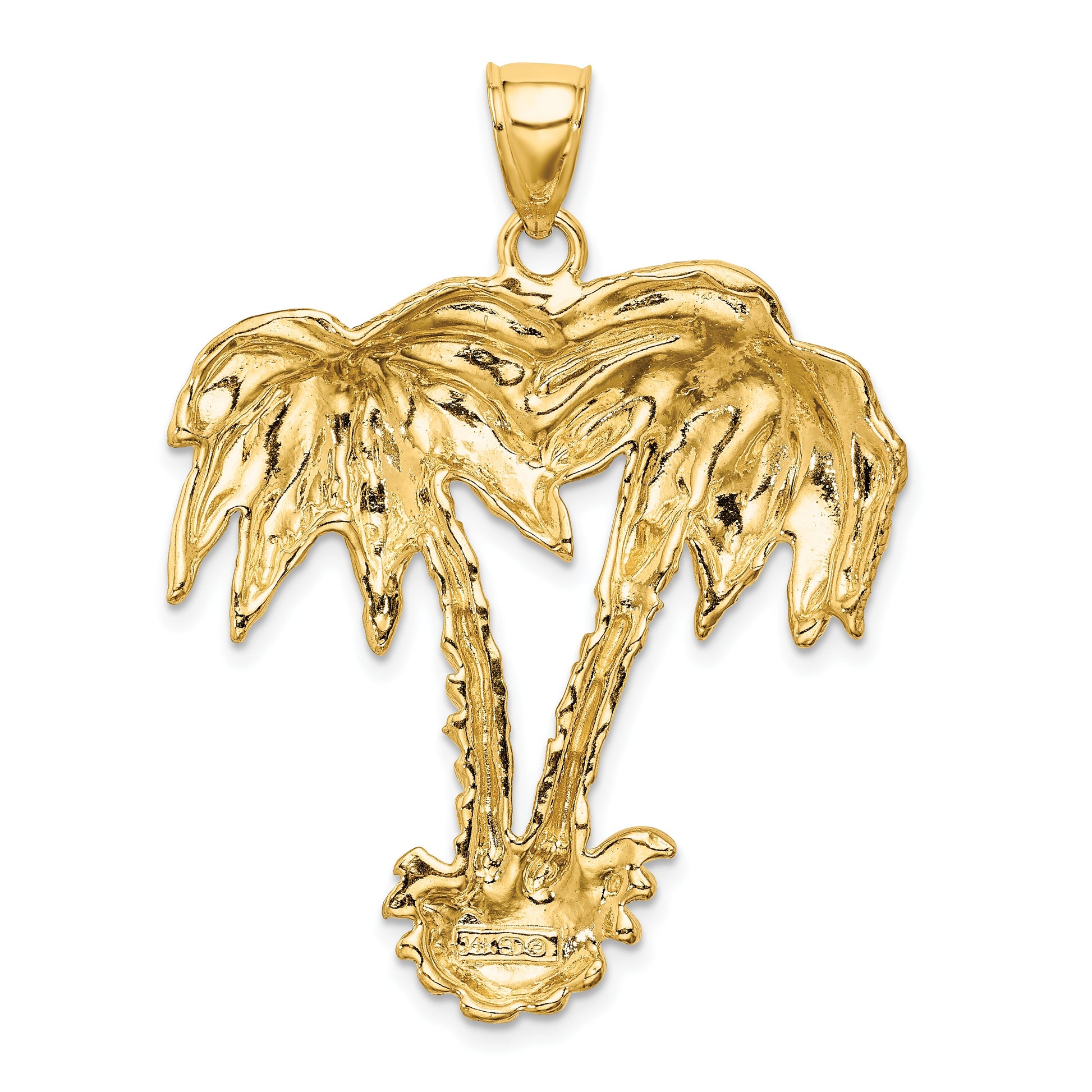 14K Large 2-D Double Palm Trees Charm