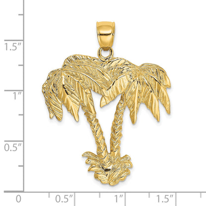 14K Large 2-D Double Palm Trees Charm