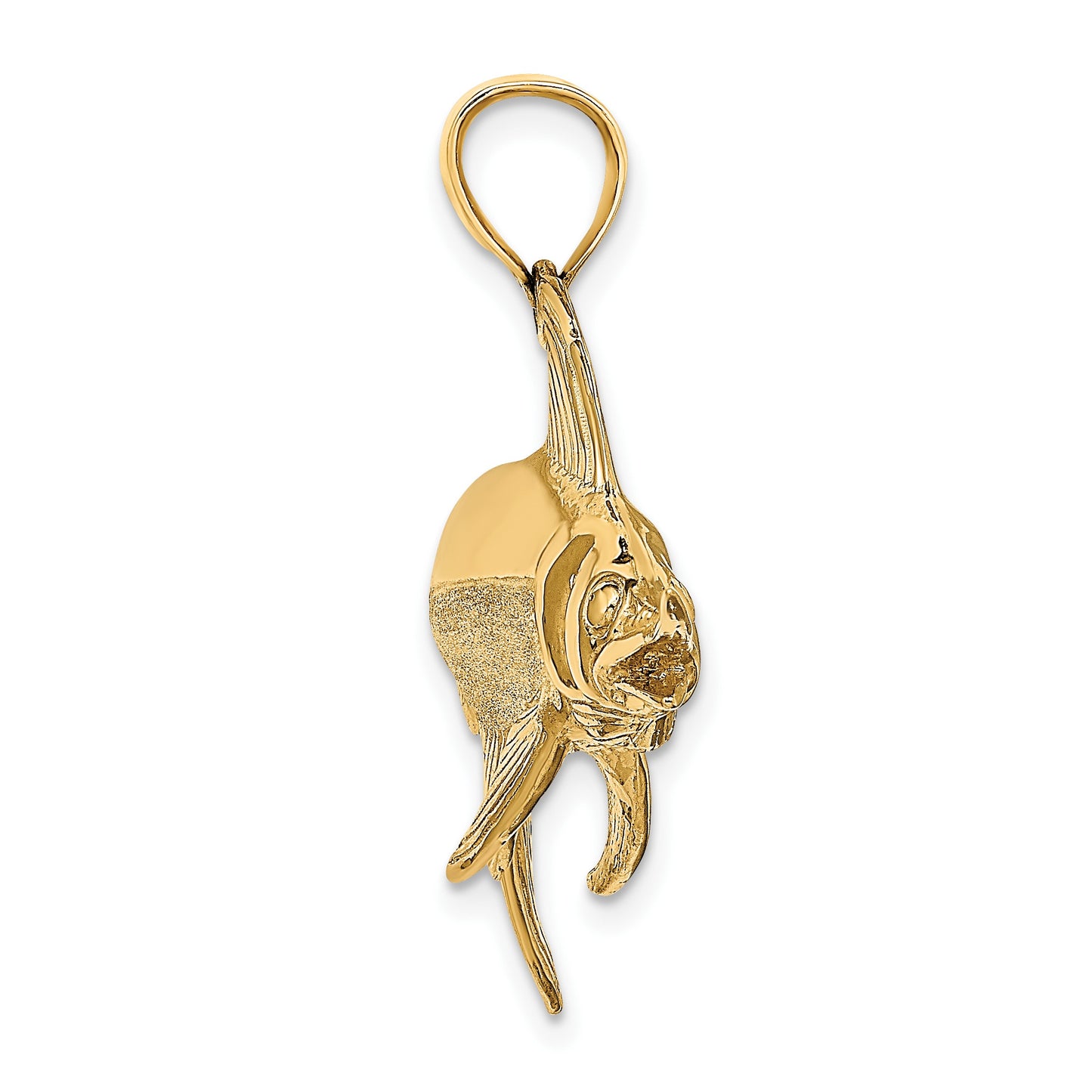 14K Large 3-D Polished and Satin Swordfish Charm