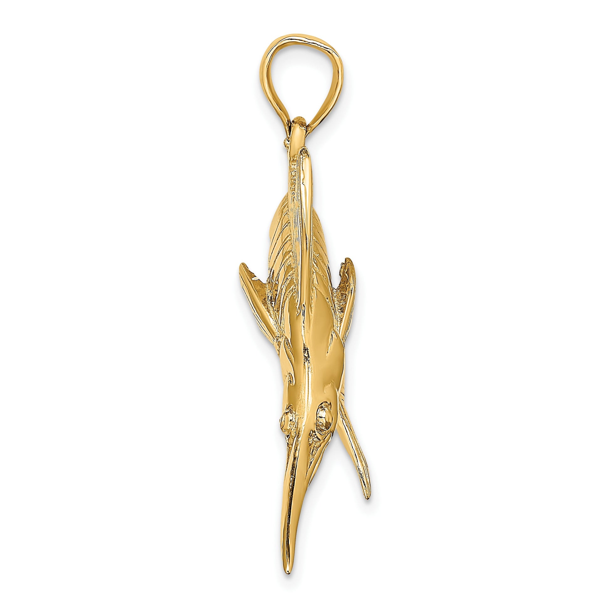 14K Large 3-D Polished  and Satin Blue Marlin Charm