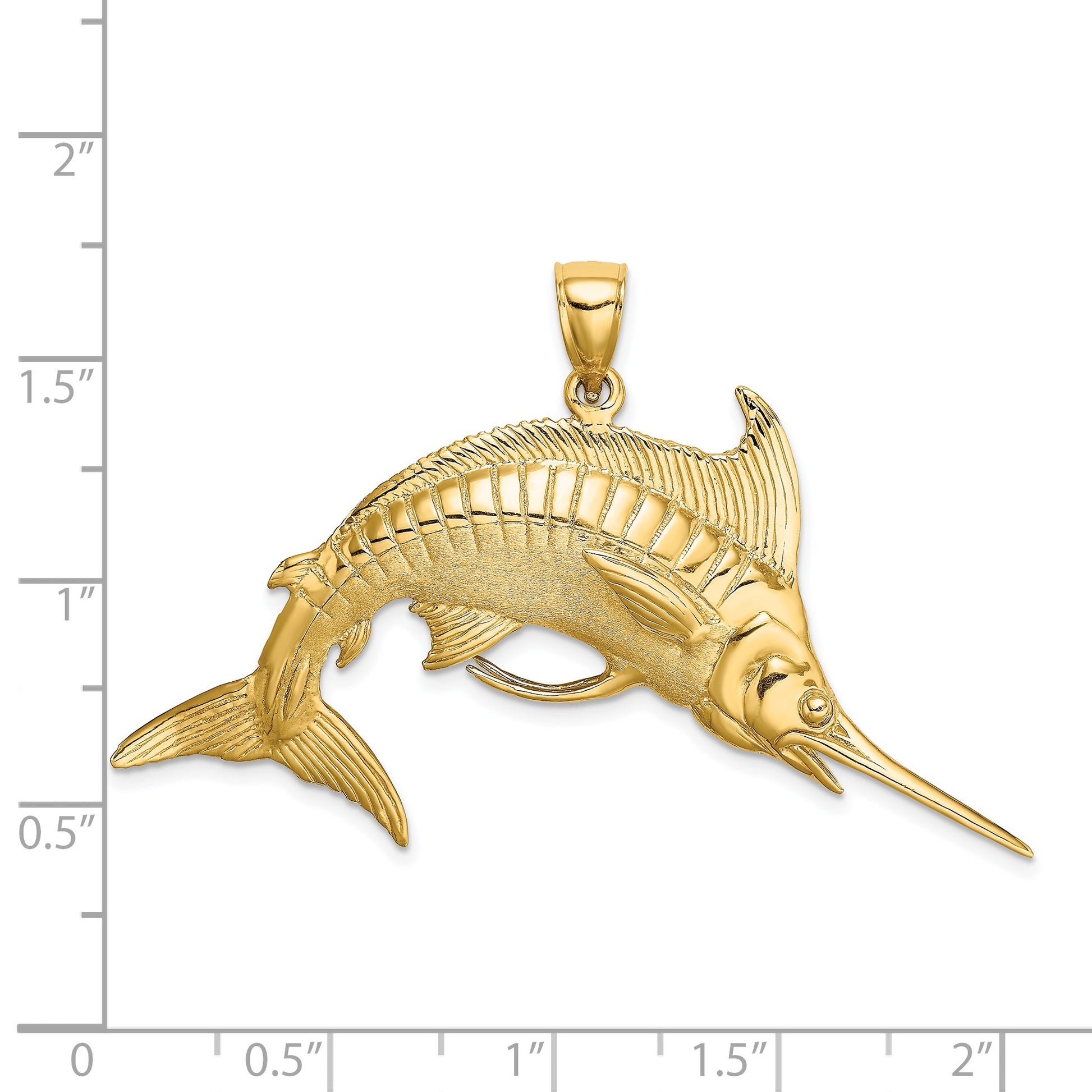 14K Large 3-D Polished  and Satin Blue Marlin Charm