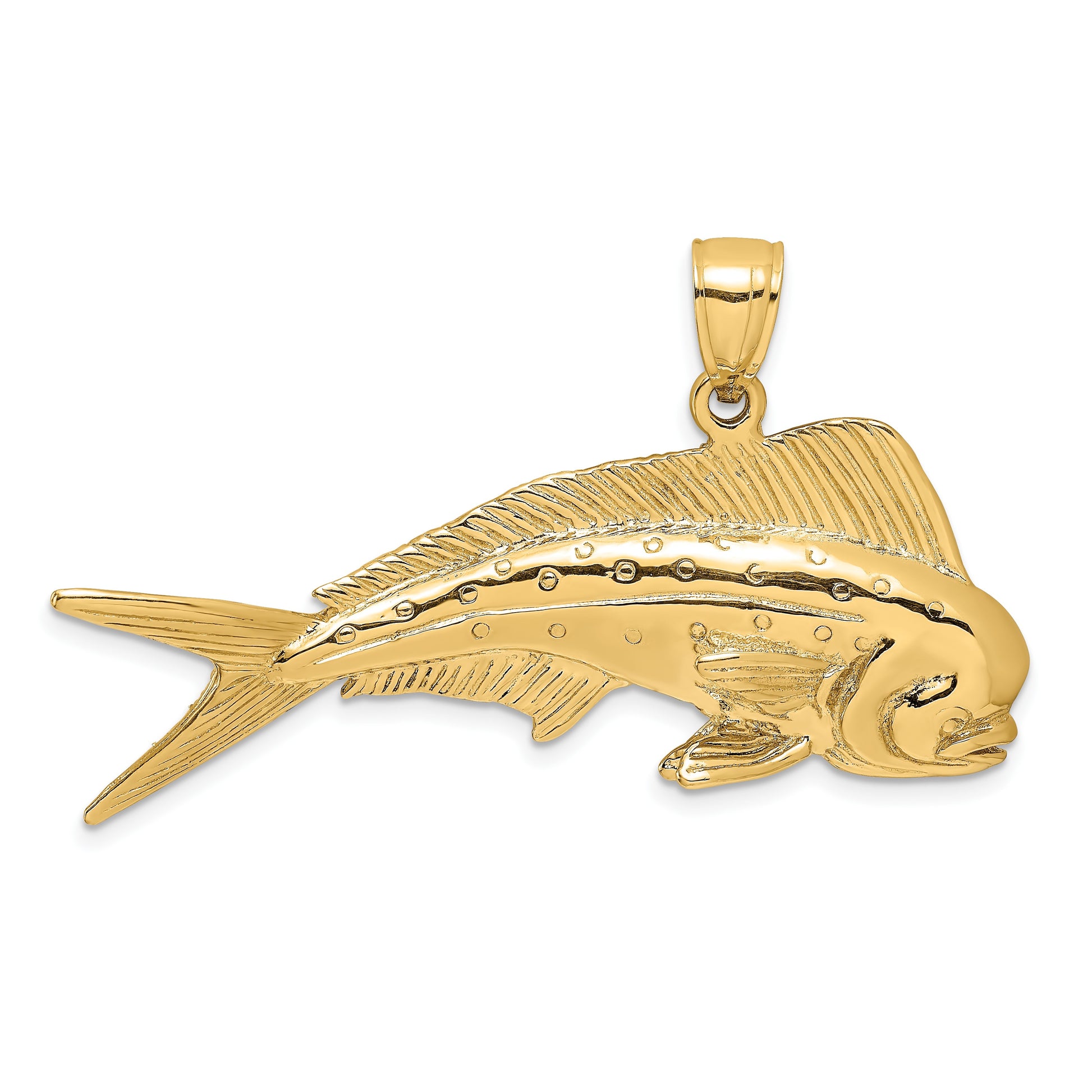 14K Large 3-D Male Dorado (Mahi-Mahi) Charm