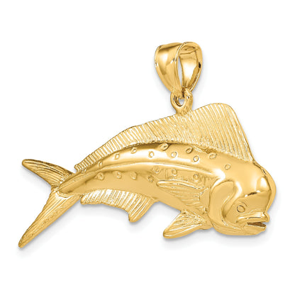 14K Large 3-D Male Dorado (Mahi-Mahi) Charm