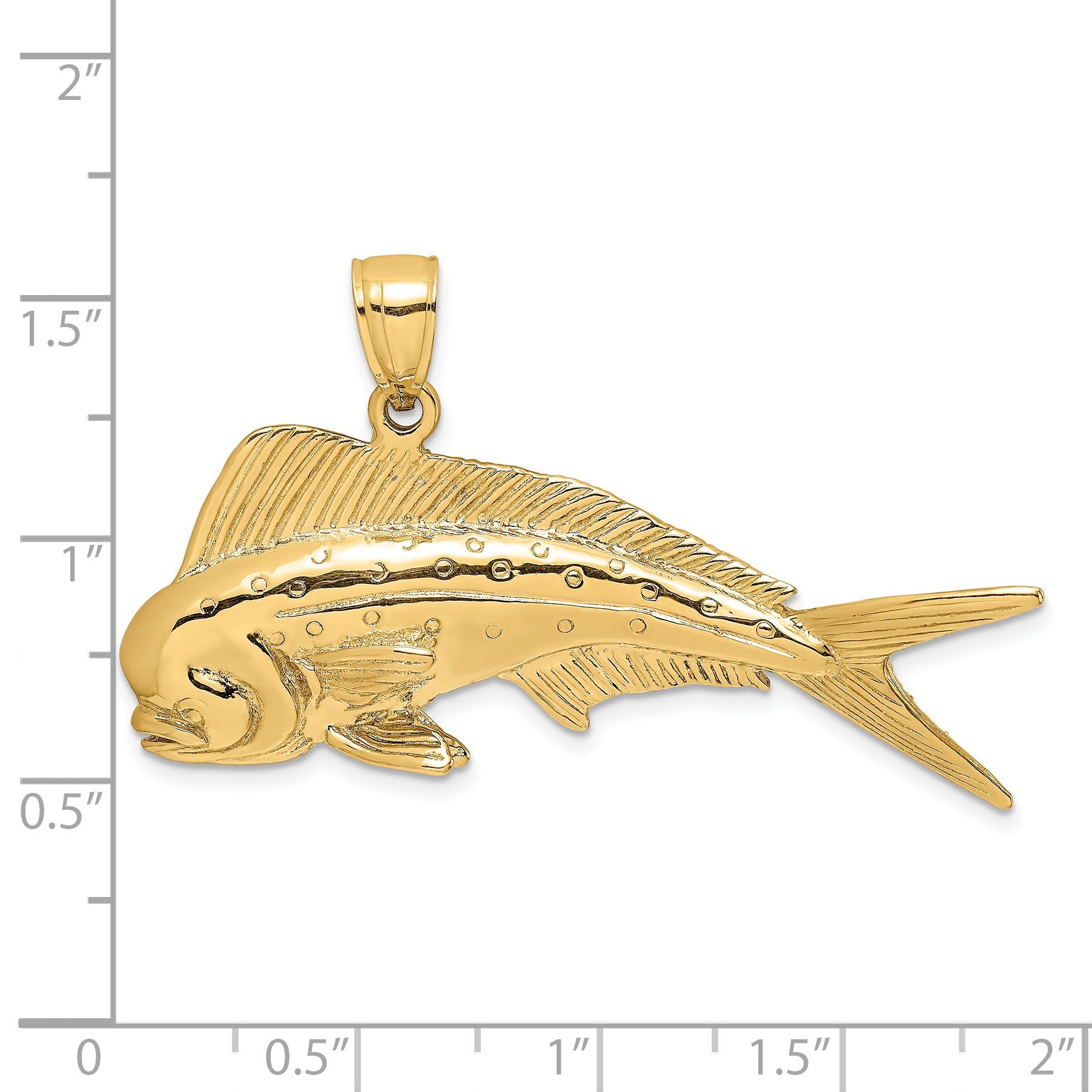 14K Large 3-D Male Dorado (Mahi-Mahi) Charm