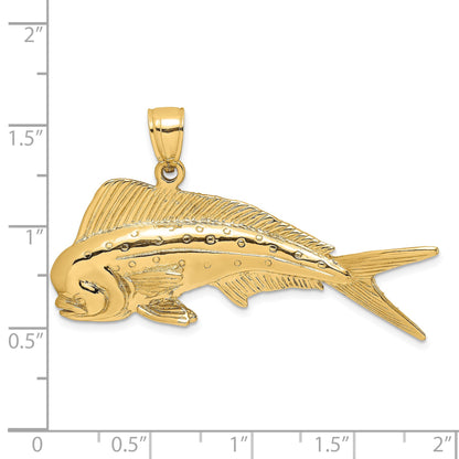 14K Large 3-D Male Dorado (Mahi-Mahi) Charm
