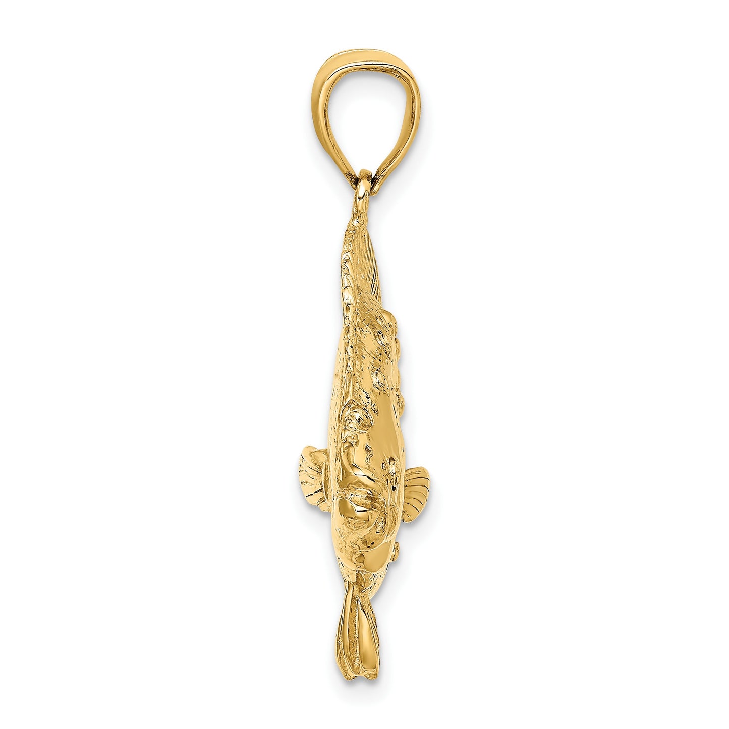 14K Large 3-D Flounder Fish Charm