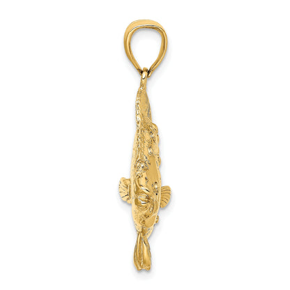 14K Large 3-D Flounder Fish Charm