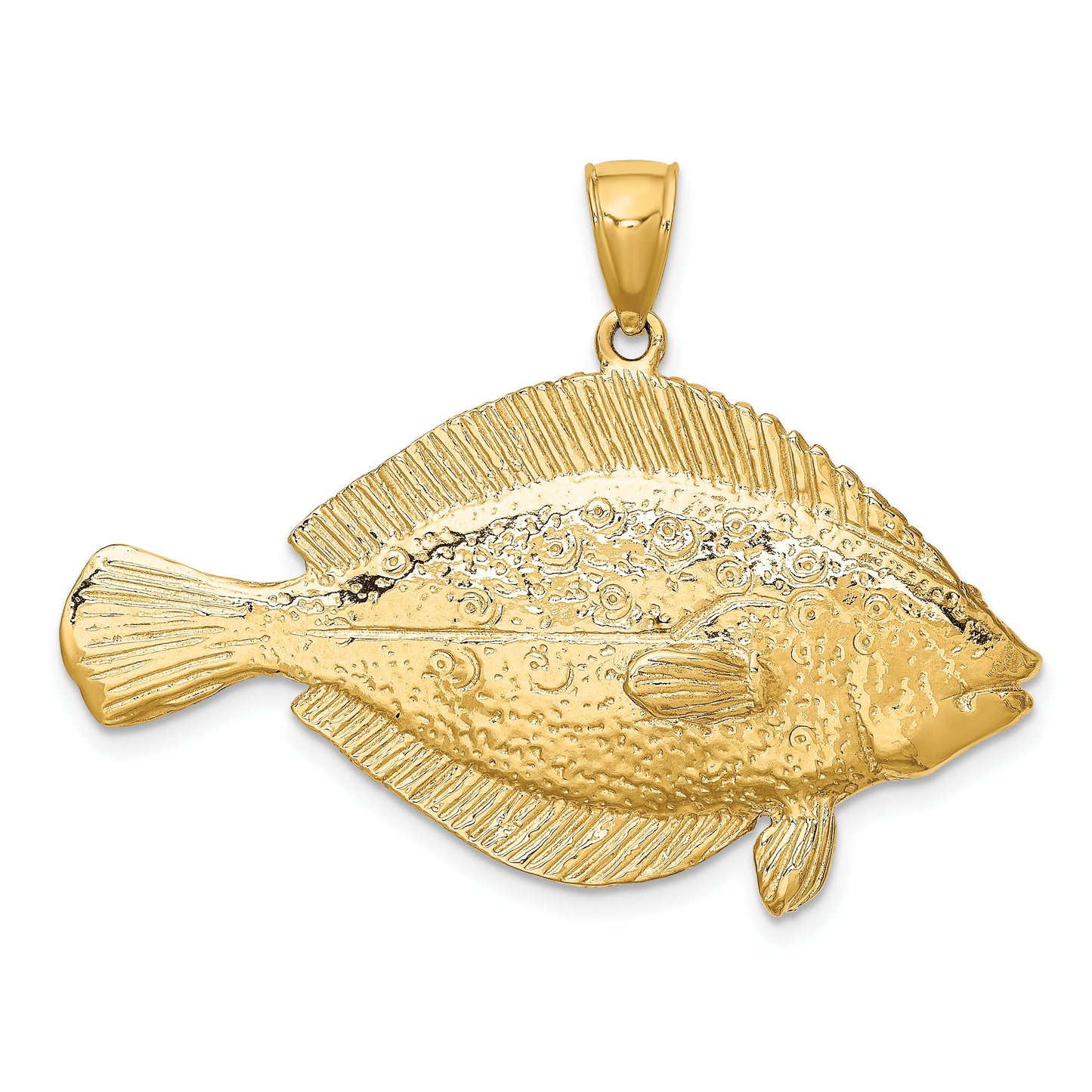 14K Large 3-D Flounder Fish Charm