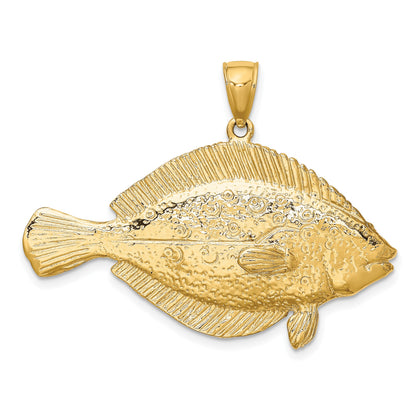 14K Large 3-D Flounder Fish Charm