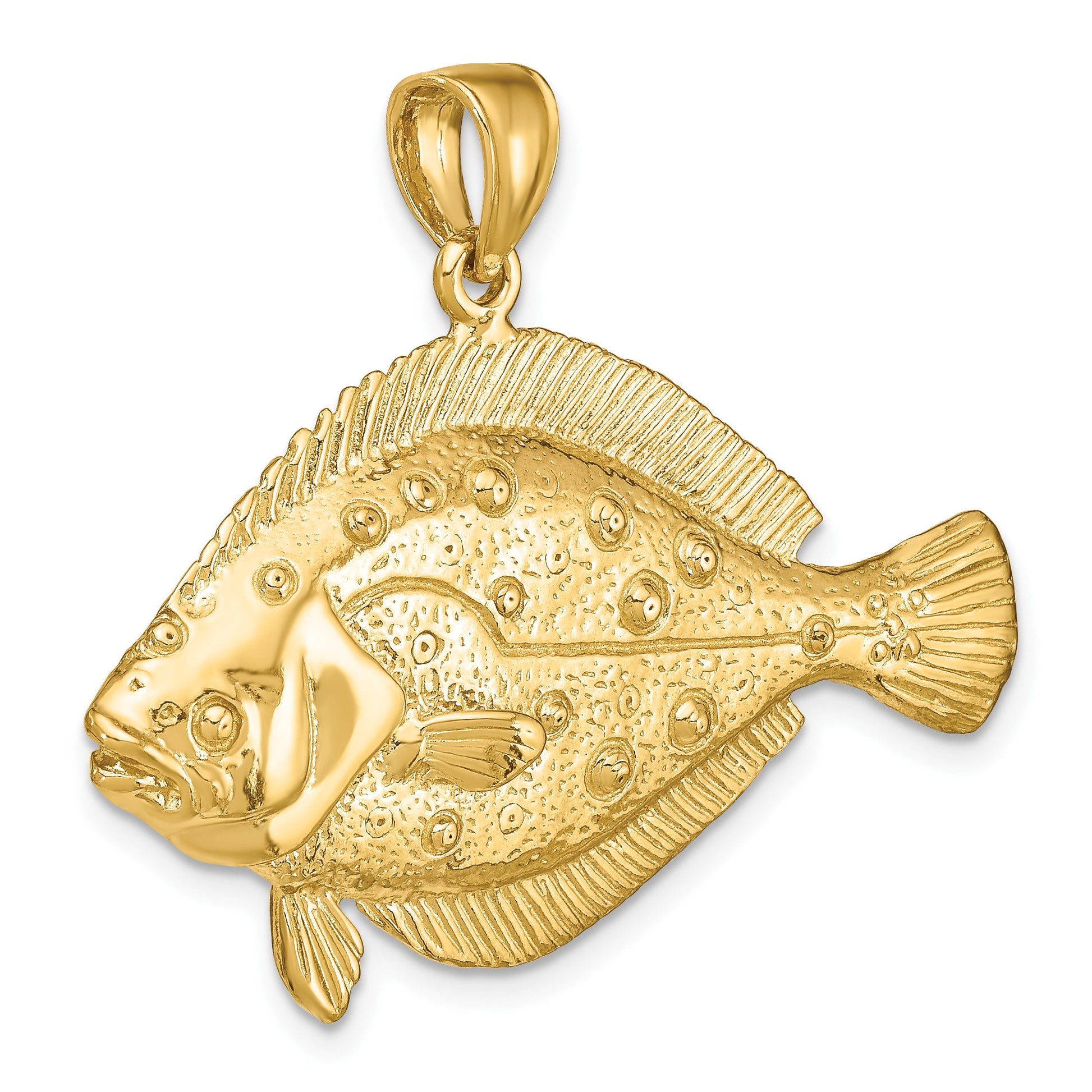14K Large 3-D Flounder Fish Charm