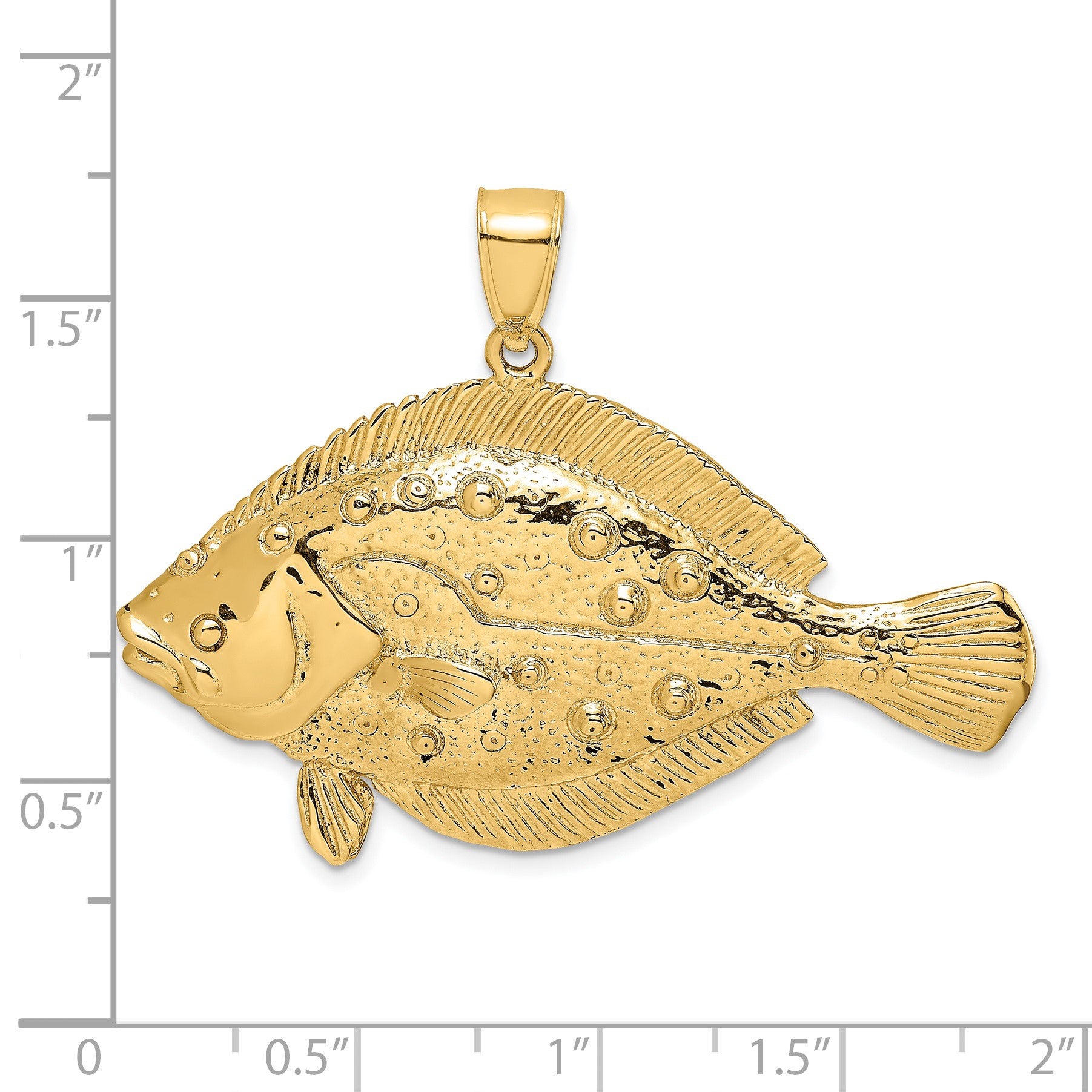 14K Large 3-D Flounder Fish Charm