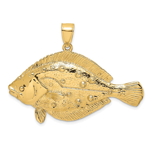 14K 3-D Flounder Fish Charm