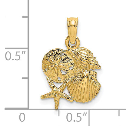 14K Four Shell Cluster Charm