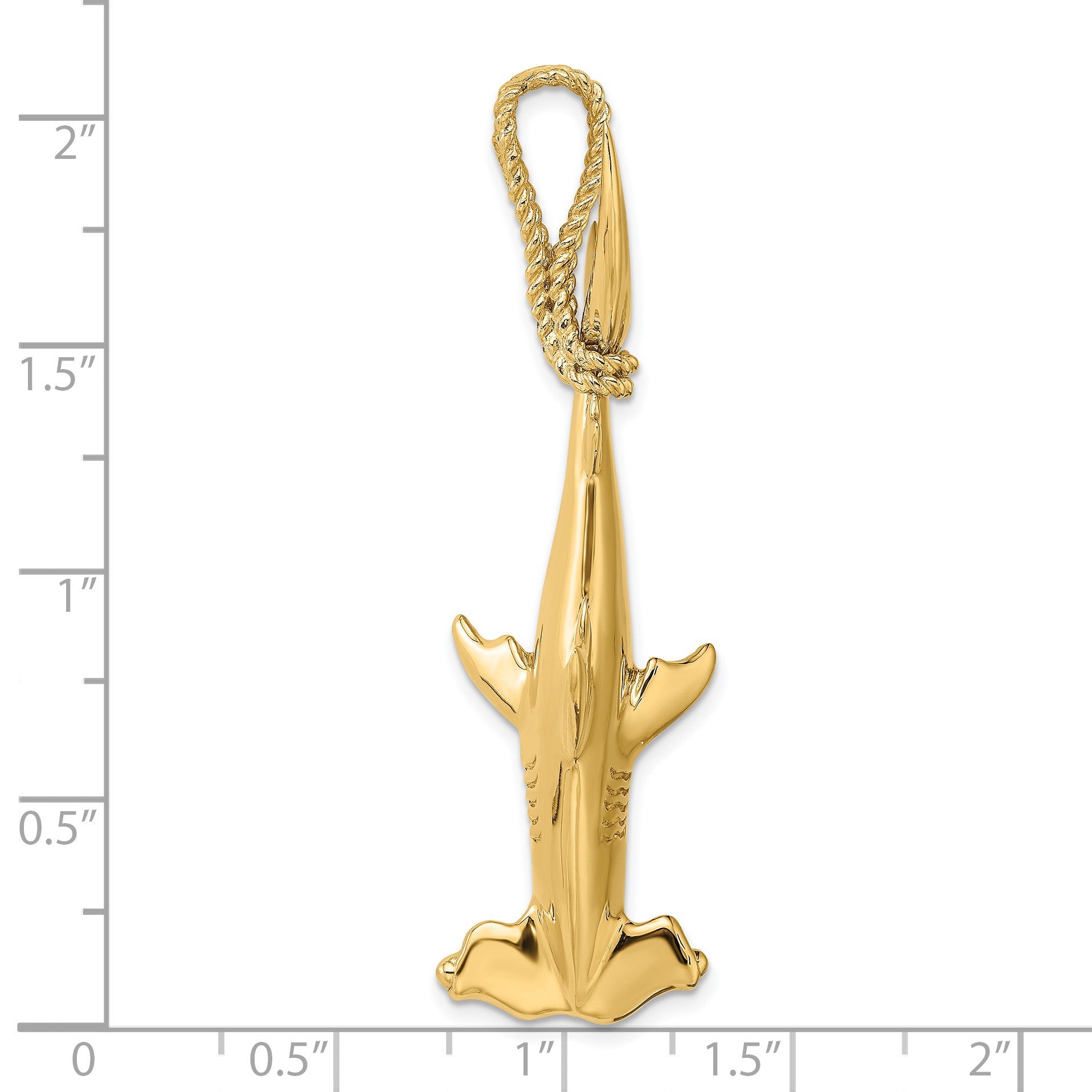 14K 3-D Hammerhead Shark with Rope Bail Charm