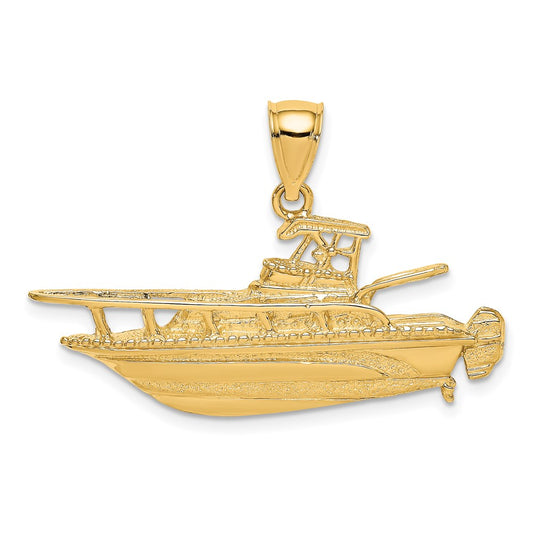 14K 2-D Fishing Boat Charm