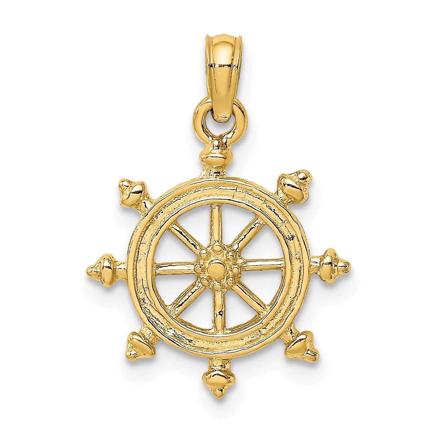 14K 2-D Textured Ship Wheel Charm