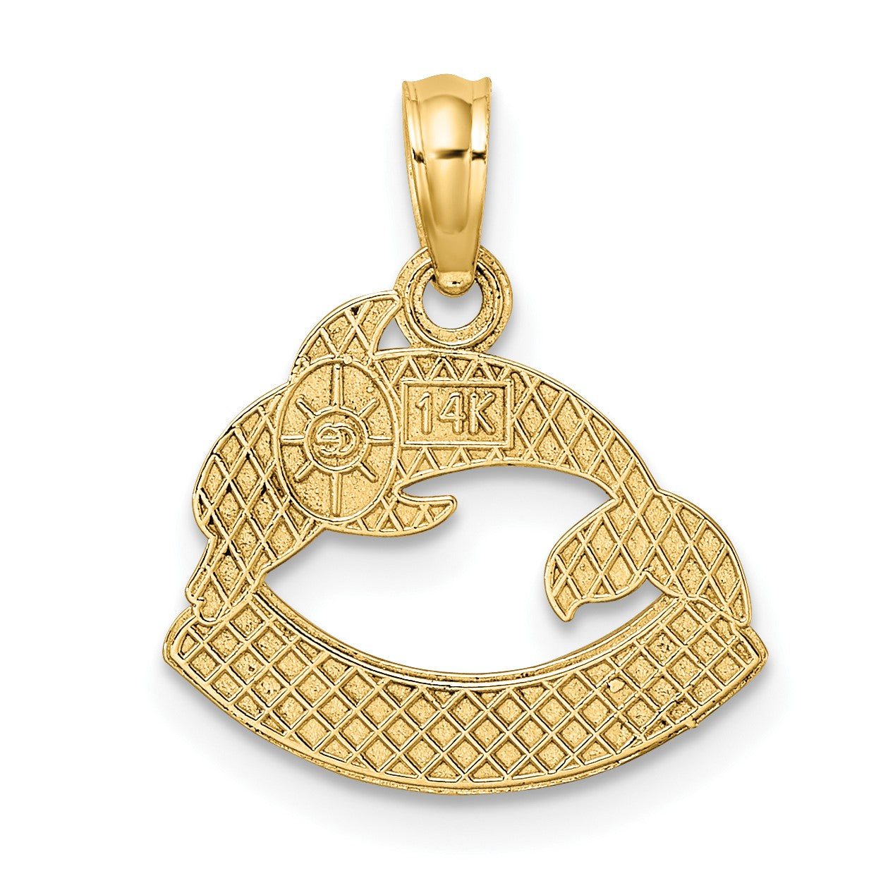 14K Textured NAGS HEAD with Dolphin Charm