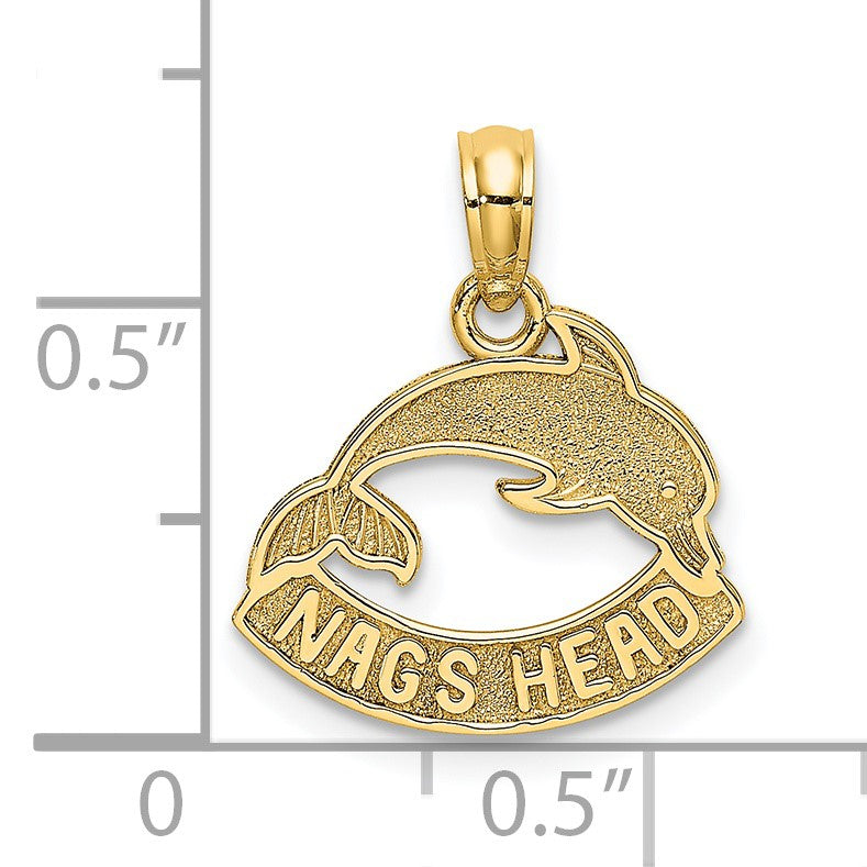 14K Textured NAGS HEAD with Dolphin Charm