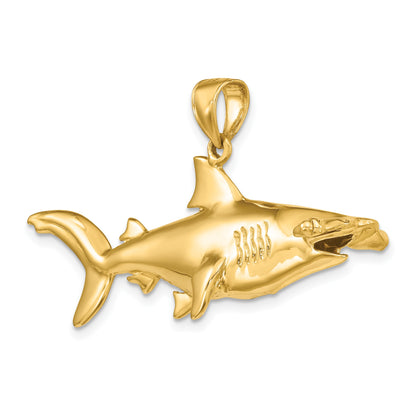 14K Large 3-D Hammerhead Shark Charm