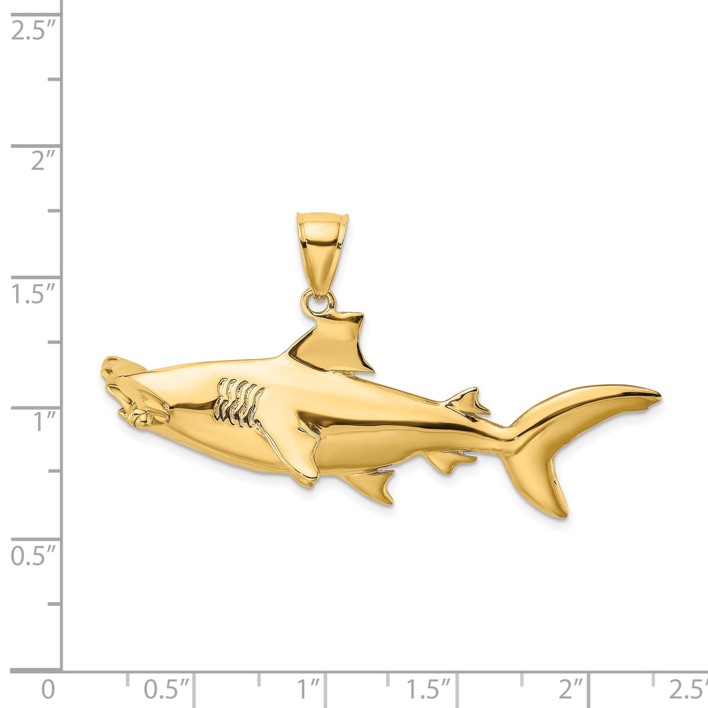14K Large 3-D Hammerhead Shark Charm
