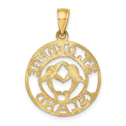 14K ST. GEORGE ISLAND with DOLPHINS Circle Charm