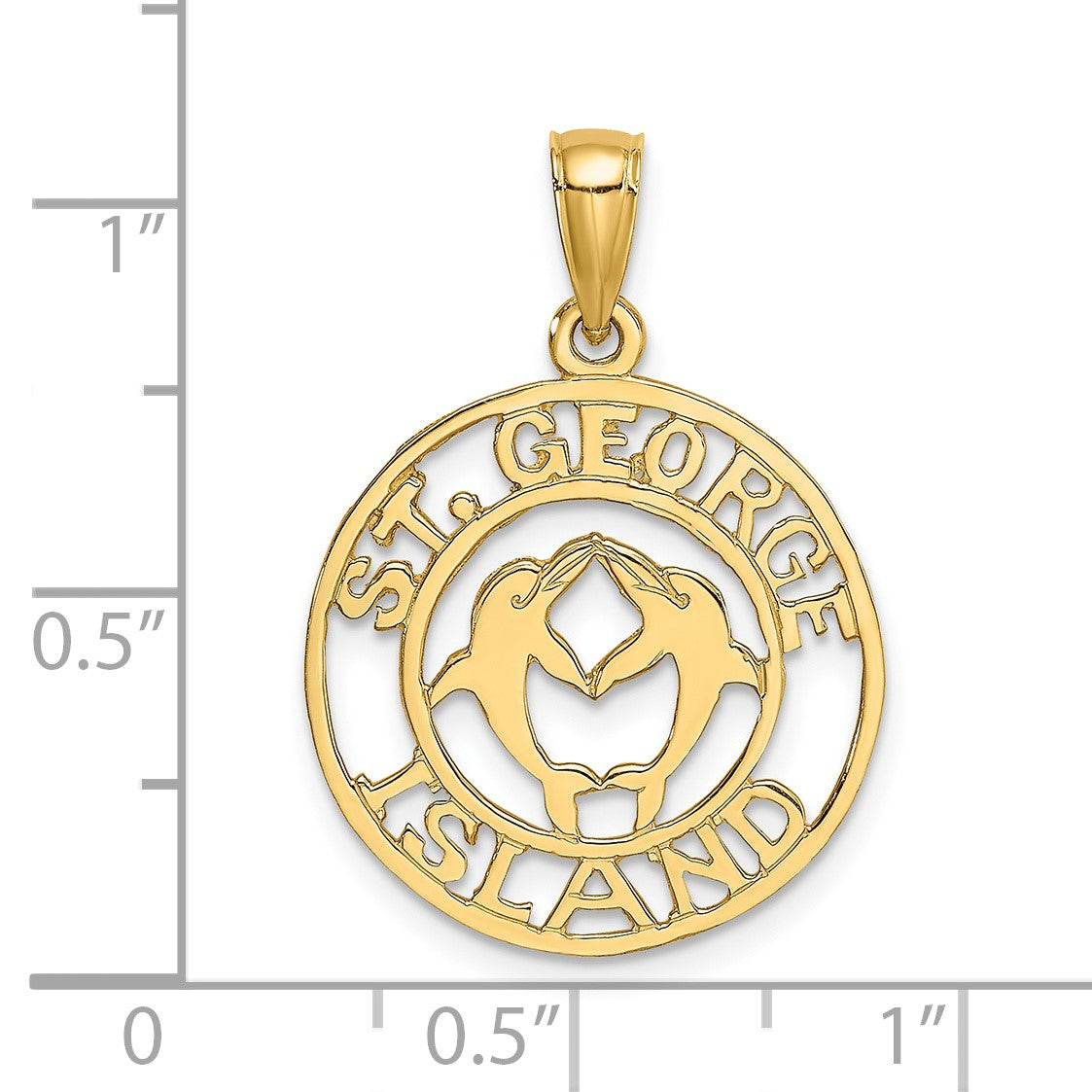 14K ST. GEORGE ISLAND with DOLPHINS Circle Charm