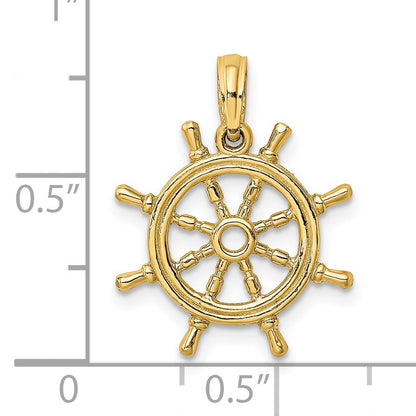 14K 3-D Ships Wheel Charm