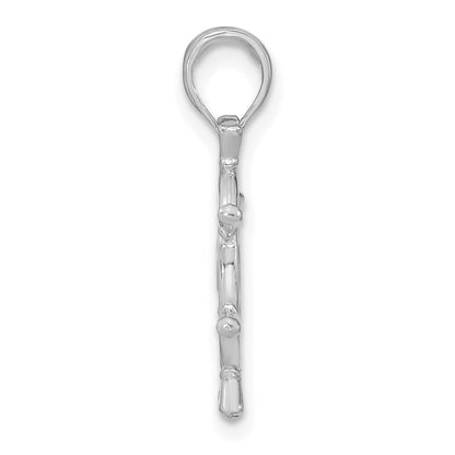 14K White Gold 3-D Ships Wheel Charm