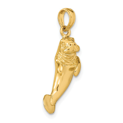 14K 3-D Polished Manatee Charm