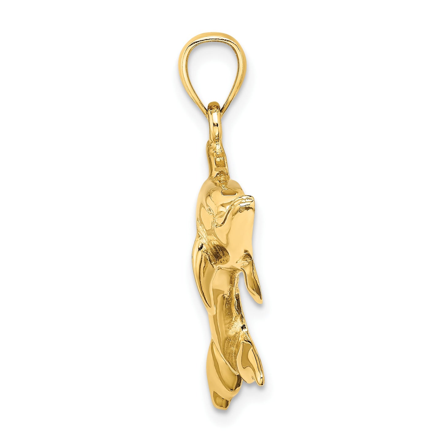 14K Polished Swimming Dolphin Charm
