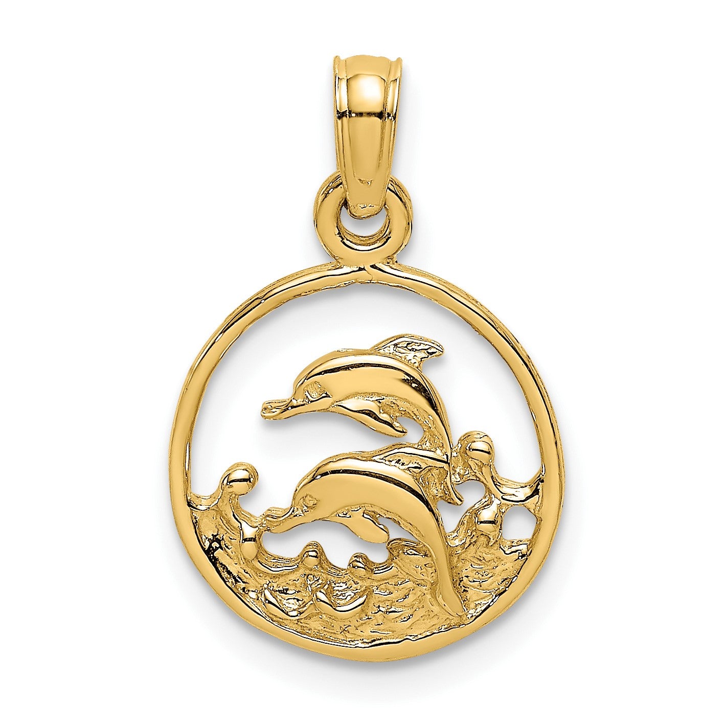 14K Two Dolphins in Circle Charm