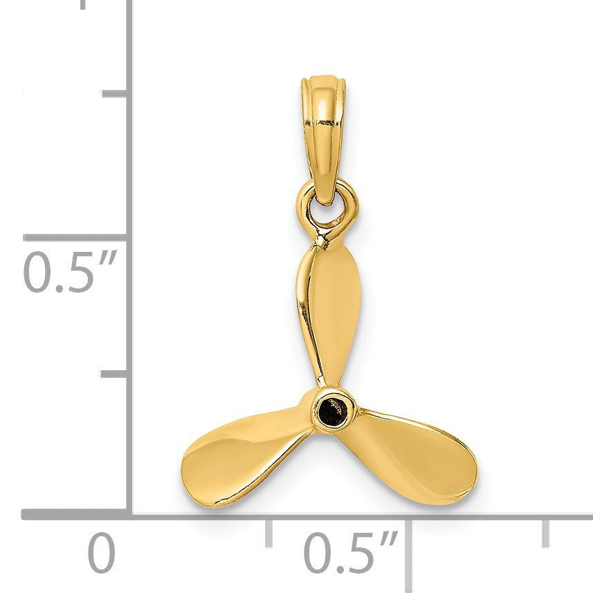 14K 3-D with 3 Blades Propeller Charm